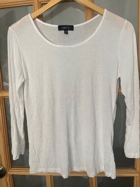 Comfy USA white T-shirt crinkle long sleeve scoop neck sz small